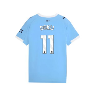 2025-2026 Man City Home Shirt (Kids) (Doku 11)
