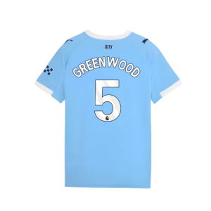2025-2026 Man City Home Shirt (Kids) (Greenwood 5)