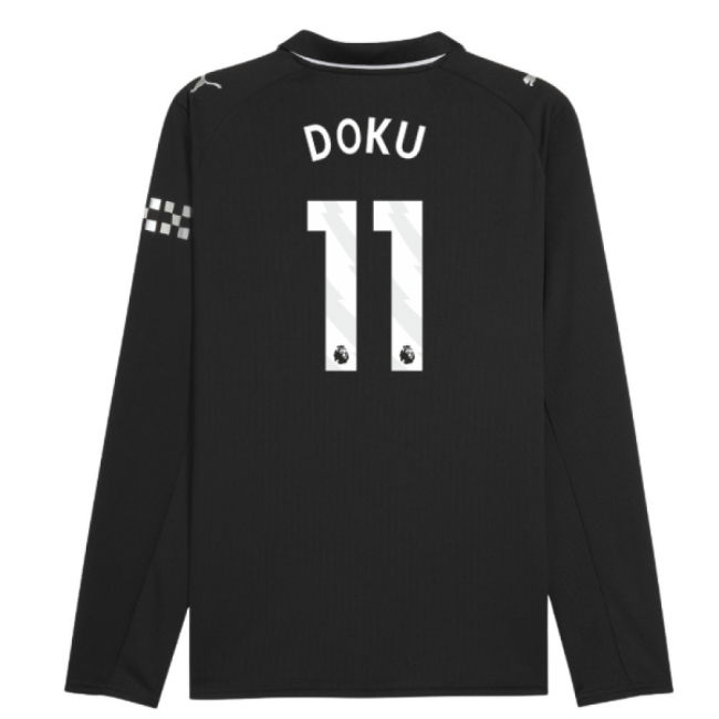 2025-2026 Man City Long Sleeve Away Shirt (Doku 11)