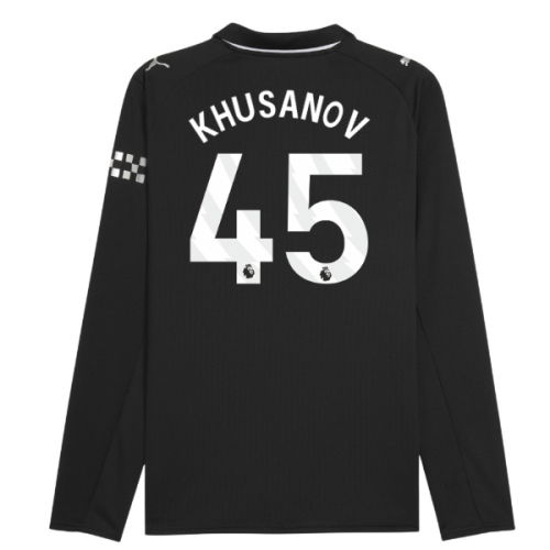 2025-2026 Man City Long Sleeve Away Shirt (Khusanov 45)