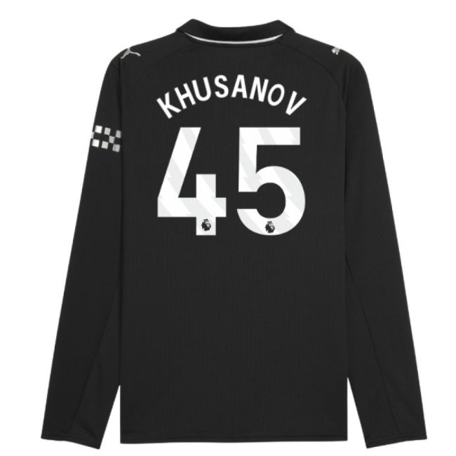 2025-2026 Man City Long Sleeve Away Shirt (Khusanov 45)