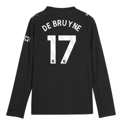 2025-2026 Man City Long Sleeve Away Shirt (Kids) (De Bruyne 17)