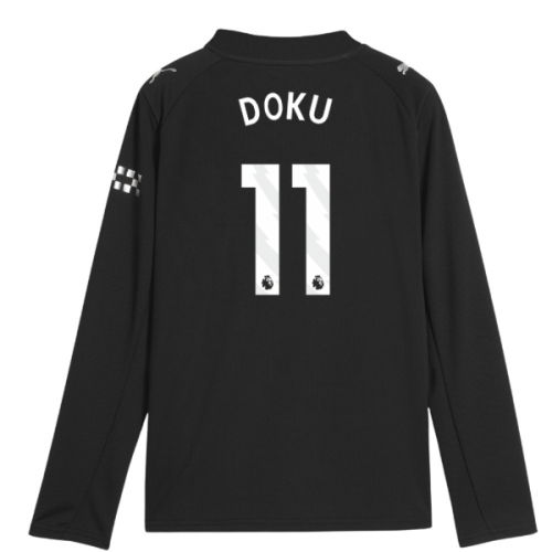 2025-2026 Man City Long Sleeve Away Shirt (Kids) (Doku 11)  2025-2026 Man City Long Sleeve Away Shirt (Kids) (Doku 11)