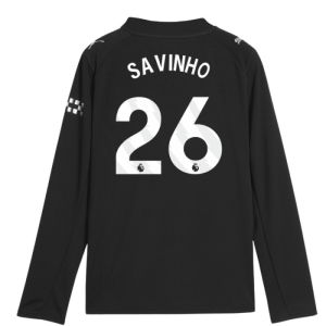 2025-2026 Man City Long Sleeve Away Shirt (Kids) (Savinho 26)