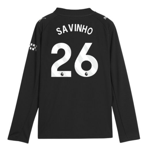2025-2026 Man City Long Sleeve Away Shirt (Kids) (Savinho 26)  2025-2026 Man City Long Sleeve Away Shirt (Kids) (Savinho 26)