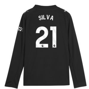 2025-2026 Man City Long Sleeve Away Shirt (Kids) (Silva 21)