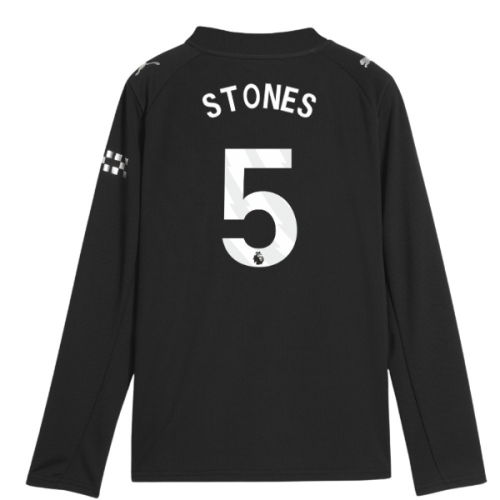 2025-2026 Man City Long Sleeve Away Shirt (Kids) (Stones 5)