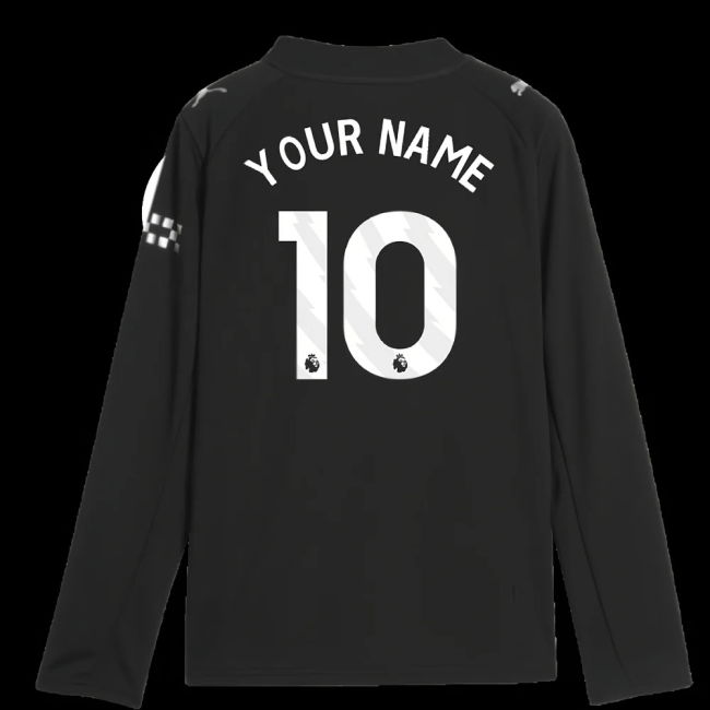 2025-2026 Man City Long Sleeve Away Shirt (Kids) (Your Name)