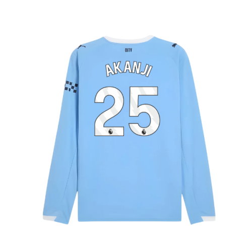 2025-2026 Man City Long Sleeve Home Shirt (Akanji 25)