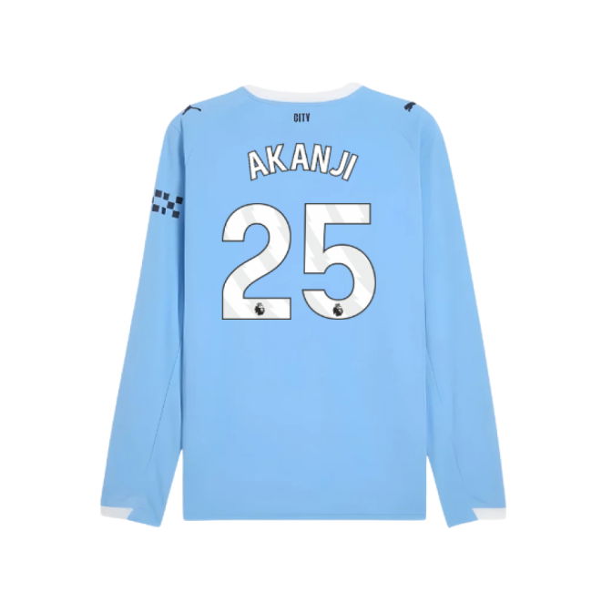 2025-2026 Man City Long Sleeve Home Shirt (Akanji 25)