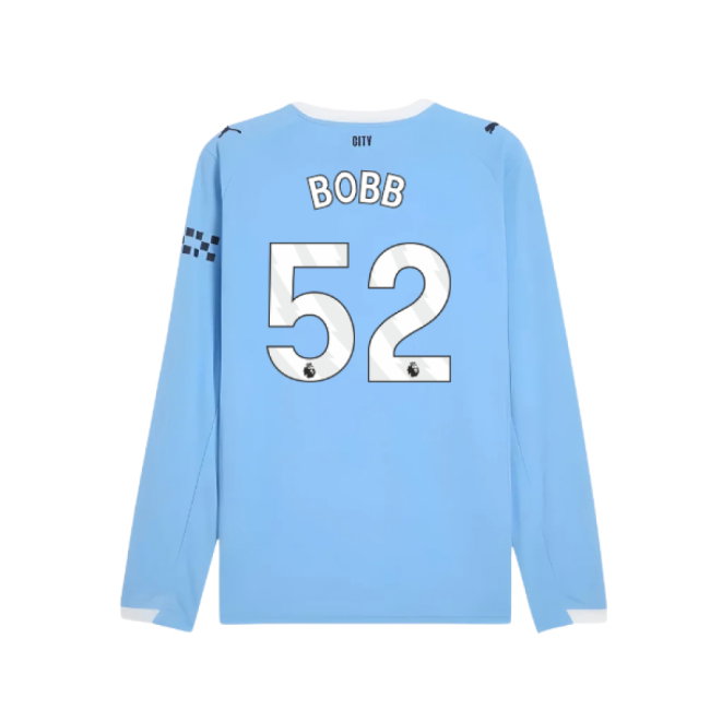 2025-2026 Man City Long Sleeve Home Shirt (Bobb 52)