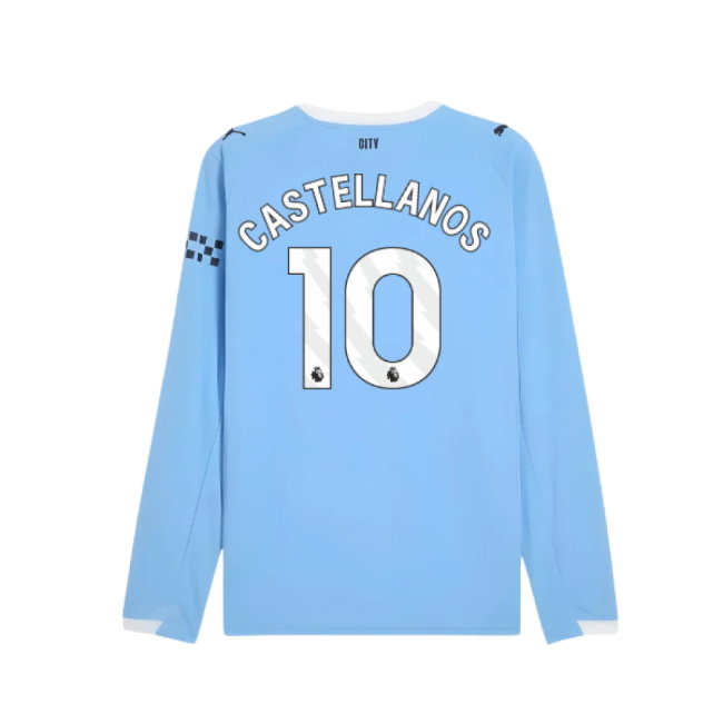 2025-2026 Man City Long Sleeve Home Shirt (Castellanos 10)