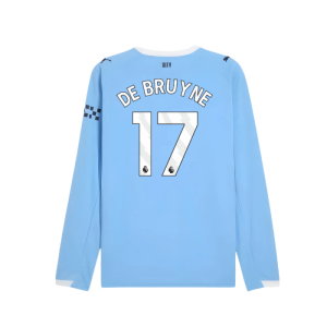 2025-2026 Man City Long Sleeve Home Shirt (De Bruyne 17)