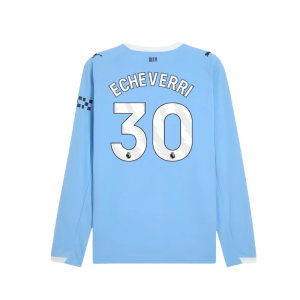 2025-2026 Man City Long Sleeve Home Shirt (Echeverri 30)