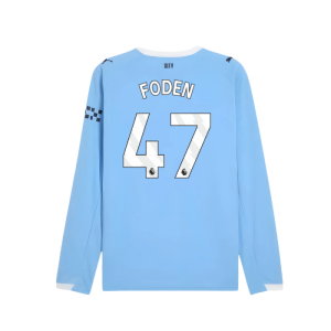 2025-2026 Man City Long Sleeve Home Shirt (Foden 47)