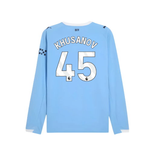 2025-2026 Man City Long Sleeve Home Shirt (Khusanov 45) 2025-2026 Man City Long Sleeve Home Shirt (Khusanov 45)