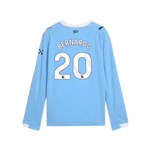 2025-2026 Man City Long Sleeve Home Shirt (Kids) (Bernardo 20)