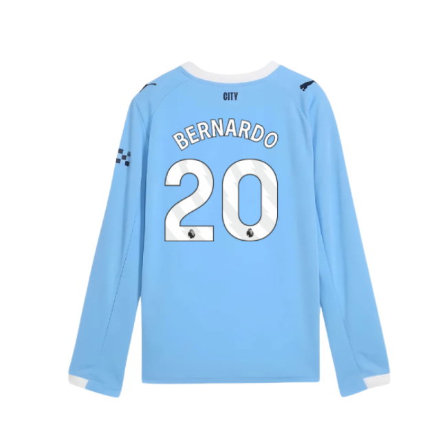 2025-2026 Man City Long Sleeve Home Shirt (Kids) (Bernardo 20)