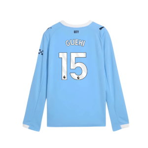 2025-2026 Man City Long Sleeve Home Shirt (Kids) (Guehi 15)