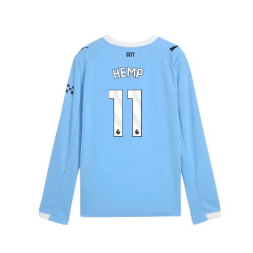 2025-2026 Man City Long Sleeve Home Shirt (Kids) (Hemp 11)
