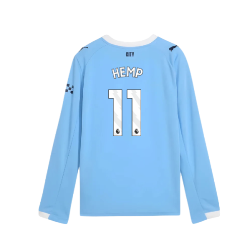 2025-2026 Man City Long Sleeve Home Shirt (Kids) (Hemp 11)