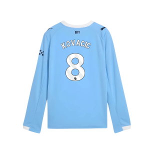 2025-2026 Man City Long Sleeve Home Shirt (Kids) (Kovacic 8)