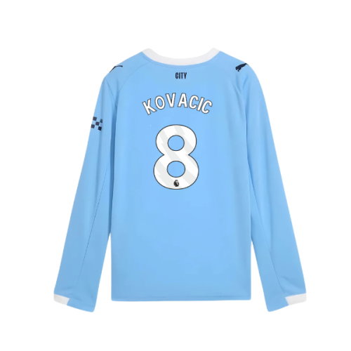 2025-2026 Man City Long Sleeve Home Shirt (Kids) (Kovacic 8)