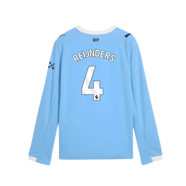 2025-2026 Man City Long Sleeve Home Shirt (Kids) (Reijnders 4)