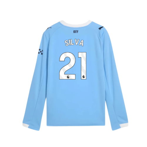 2025-2026 Man City Long Sleeve Home Shirt (Kids) (Silva 21)