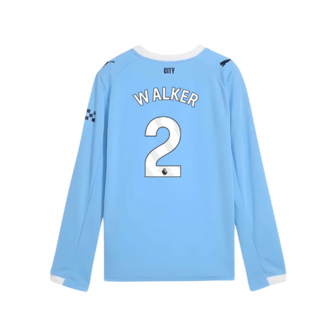 2025-2026 Man City Long Sleeve Home Shirt (Kids) (Walker 2)