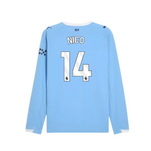 2025-2026 Man City Long Sleeve Home Shirt (Nico 14)