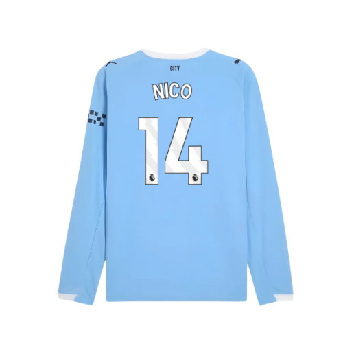 2025-2026 Man City Long Sleeve Home Shirt (Nico 14)