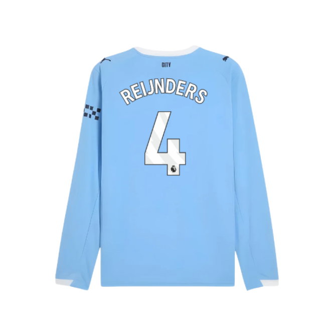 2025-2026 Man City Long Sleeve Home Shirt (Reijnders 4)