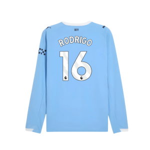 2025-2026 Man City Long Sleeve Home Shirt (Rodrigo 16)