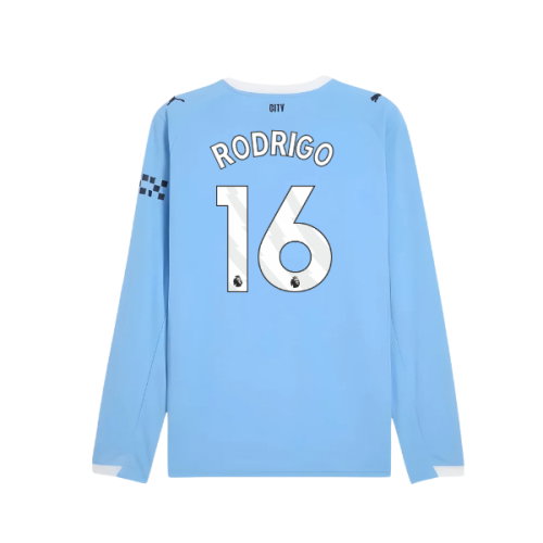 2025-2026 Man City Long Sleeve Home Shirt (Rodrigo 16)