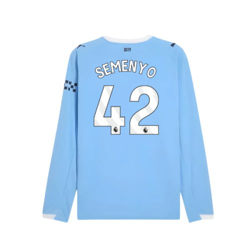 2025-2026 Man City Long Sleeve Home Shirt (Semenyo 42)