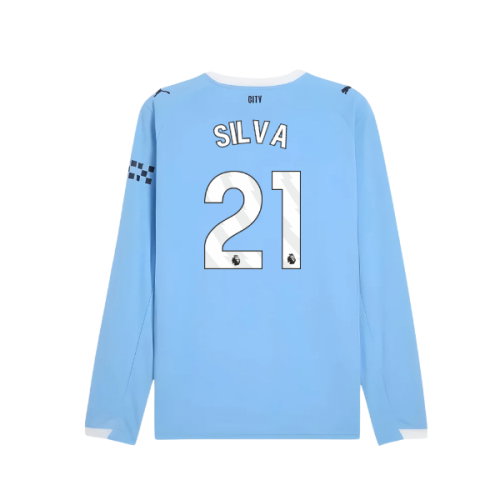 2025-2026 Man City Long Sleeve Home Shirt (Silva 21)