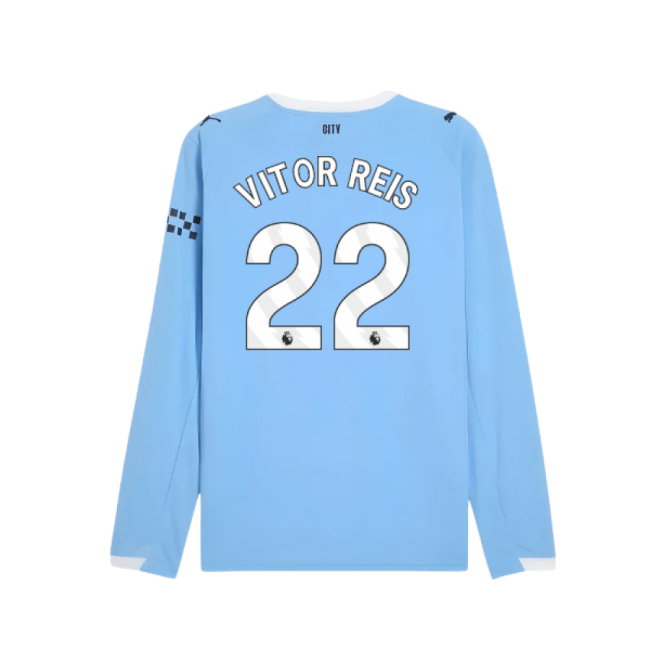 2025-2026 Man City Long Sleeve Home Shirt (Vitor Reis 22)