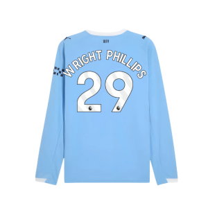 2025-2026 Man City Long Sleeve Home Shirt (Wright Phillips 29)