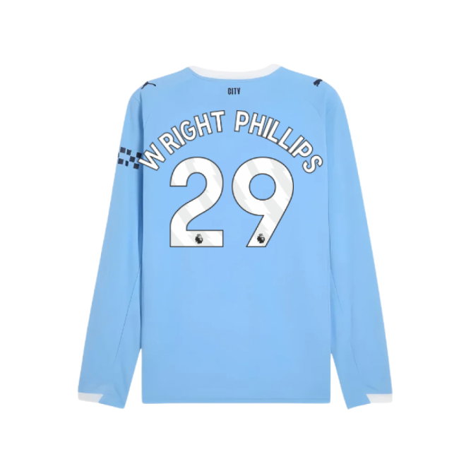 2025-2026 Man City Long Sleeve Home Shirt (Wright Phillips 29)