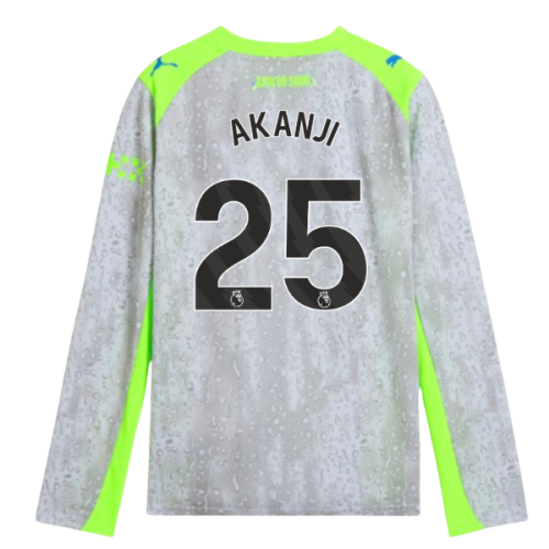 2025-2026 Man City Long Sleeve Third Shirt (Kids) (Akanji 25)  2025-2026 Man City Long Sleeve Third Shirt (Kids) (Akanji 25)
