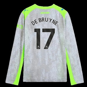 2025-2026 Man City Long Sleeve Third Shirt (Kids) (De Bruyne 17)