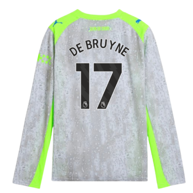 2025-2026 Man City Long Sleeve Third Shirt (Kids) (De Bruyne 17)