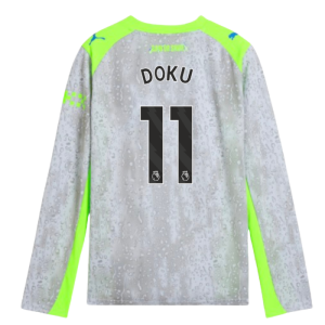 2025-2026 Man City Long Sleeve Third Shirt (Kids) (Doku 11)