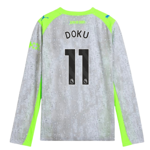 2025-2026 Man City Long Sleeve Third Shirt (Kids) (Doku 11)