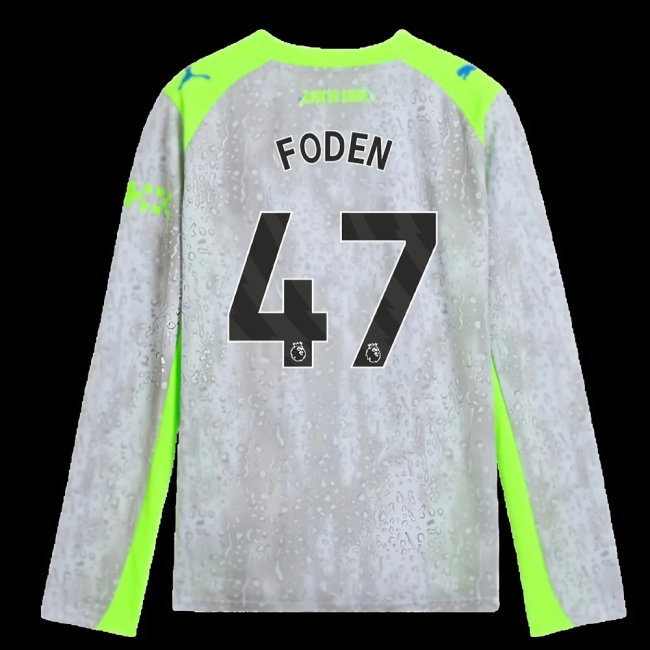 2025-2026 Man City Long Sleeve Third Shirt (Kids) (Foden 47)