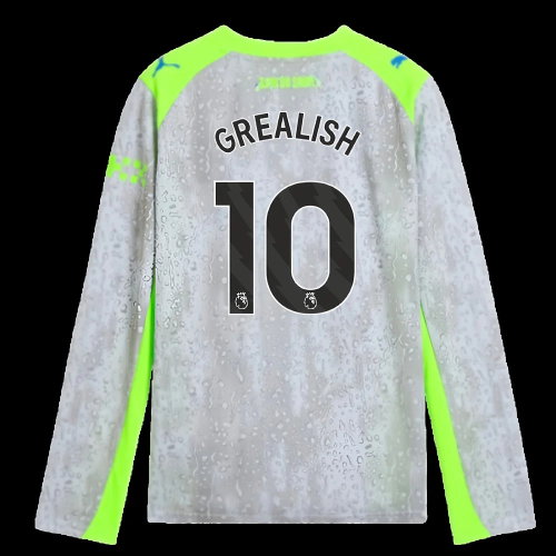 2025-2026 Man City Long Sleeve Third Shirt (Kids) (Grealish 10)