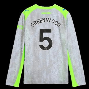 2025-2026 Man City Long Sleeve Third Shirt (Kids) (Greenwood 5)