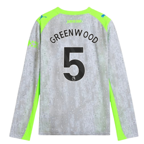 2025-2026 Man City Long Sleeve Third Shirt (Kids) (Greenwood 5)