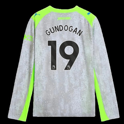 2025-2026 Man City Long Sleeve Third Shirt (Kids) (Gundogan 19)